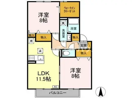 ROYAL GARDEN CASAHARA B(2LDK/1階)の間取り写真