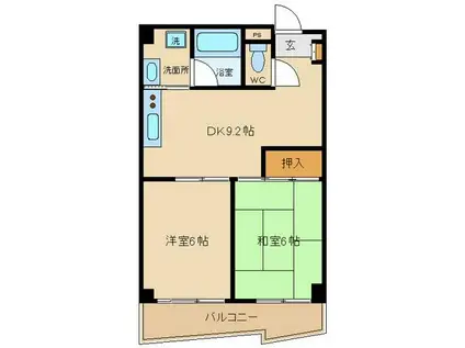 ネオメゾン千歳台(2DK/2階)の間取り写真