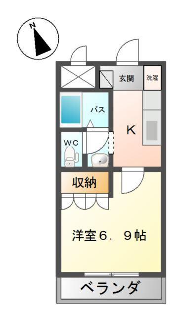 ベルメゾンしらさぎ(1K/1階)の間取り写真