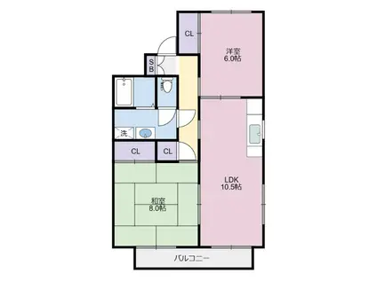 セジュール濱田II(2LDK/2階)の間取り写真