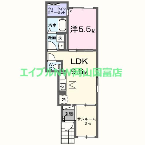 フレグランス(1LDK/1階)の間取り写真