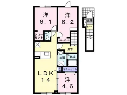 ピュアドリームI(3LDK/2階)の間取り写真