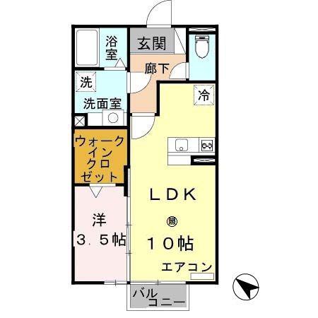 フィオーレ野崎(1LDK/2階)の間取り写真