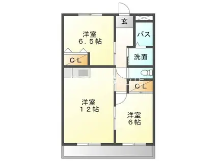 スマイリータウンI(2LDK/2階)の間取り写真