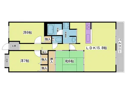 ルモングレース北鈴蘭台(3LDK/7階)の間取り写真