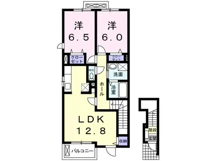 ラ・カーサ(2LDK/2階)の間取り写真