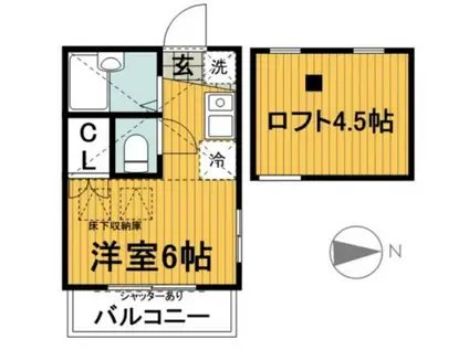 ウインズテラス(ワンルーム/2階)の間取り写真