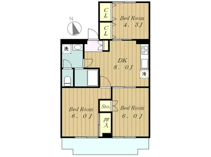 NINETY相模大野(3DK/3階)の間取り写真