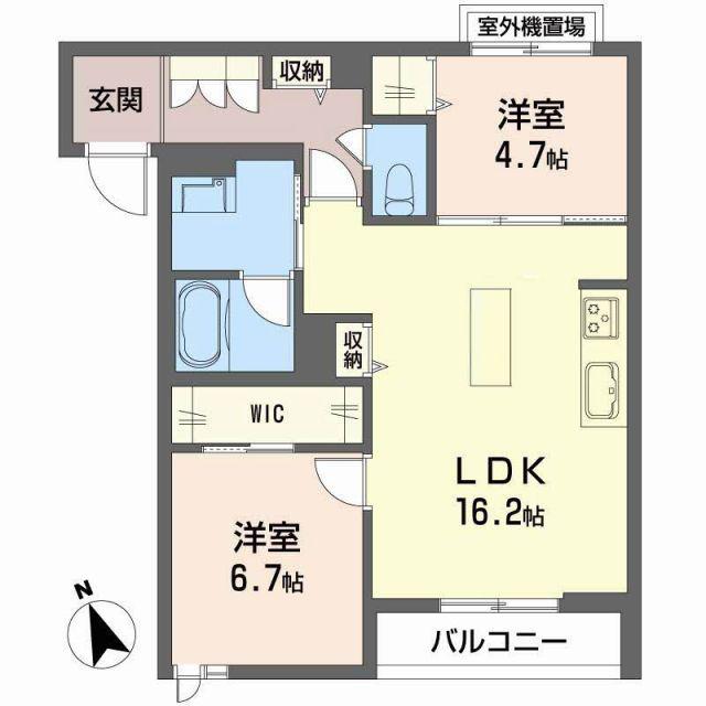 ホワイトベース(2LDK/2階)の間取り写真