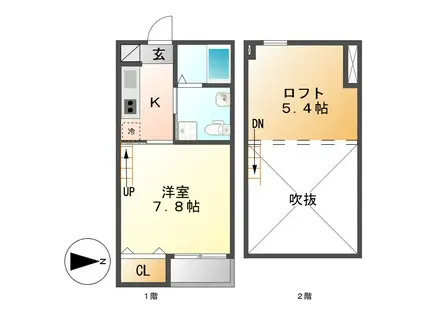 グリーン・ノア(1K/1階)の間取り写真