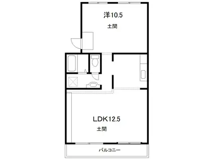 ニレノキハウス(1LDK/3階)の間取り写真