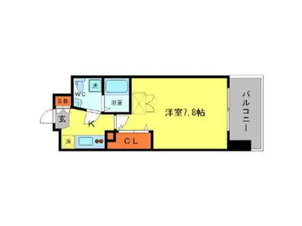 AFFLUENCE難波(1K/3階)の間取り写真