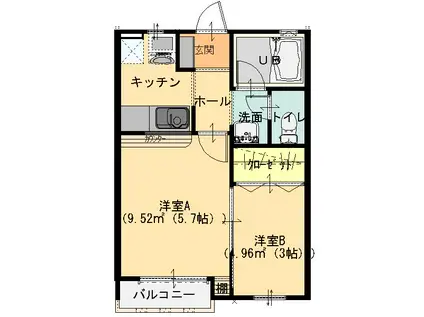 シャルルドゥ花山(1LK/1階)の間取り写真