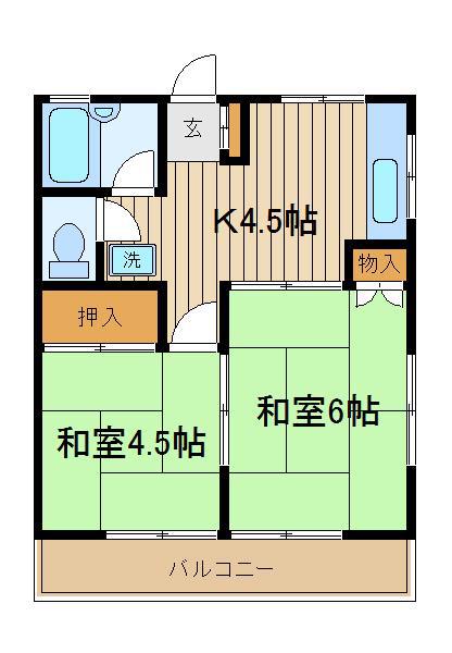クリハラハイム(2K/2階)の間取り写真
