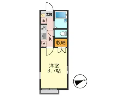 HOKUSAI345(1K/2階)の間取り写真