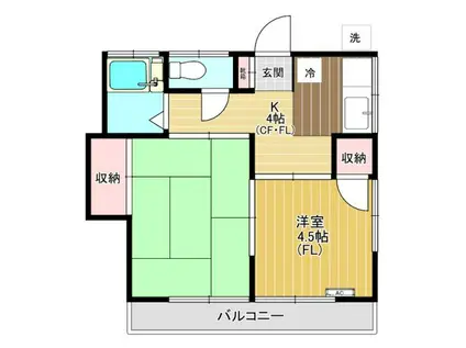 さくら荘(2K/2階)の間取り写真