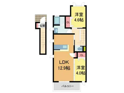 ガーデンハウスIII(2LDK/2階)の間取り写真