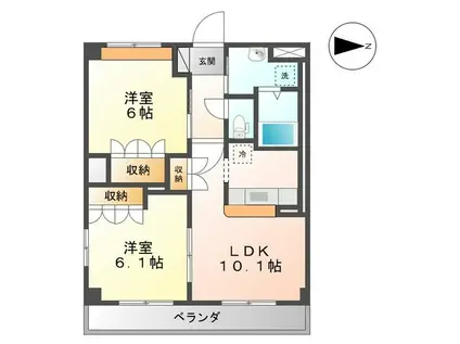 PLACION(2LDK/2階)の間取り写真