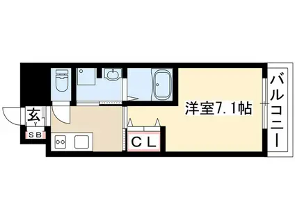 プリオール椿PARTII(1K/5階)の間取り写真