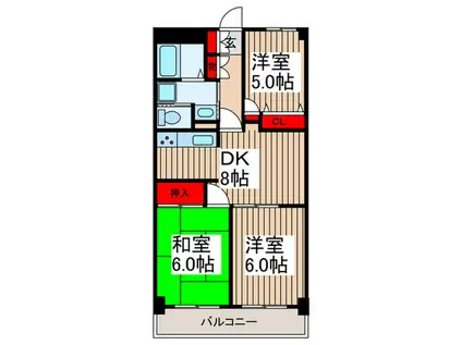 エクセルコート東浦和六番館(3DK/2階)の間取り写真