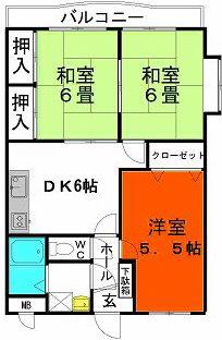 セラヴィII(3DK/3階)の間取り写真