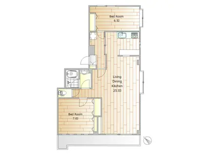 グランドキャッスル学芸大(2LDK/1階)の間取り写真