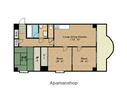 ハイツヒルトンパートIV(3LDK/3階)の間取り写真