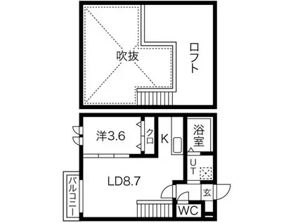 AMPIO日比野弐番館(1LDK/2階)の間取り写真