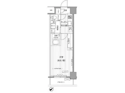 PURE LA(1K/2階)の間取り写真
