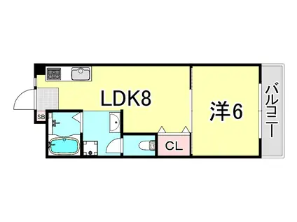 サンライム武庫之荘(1LDK/3階)の間取り写真