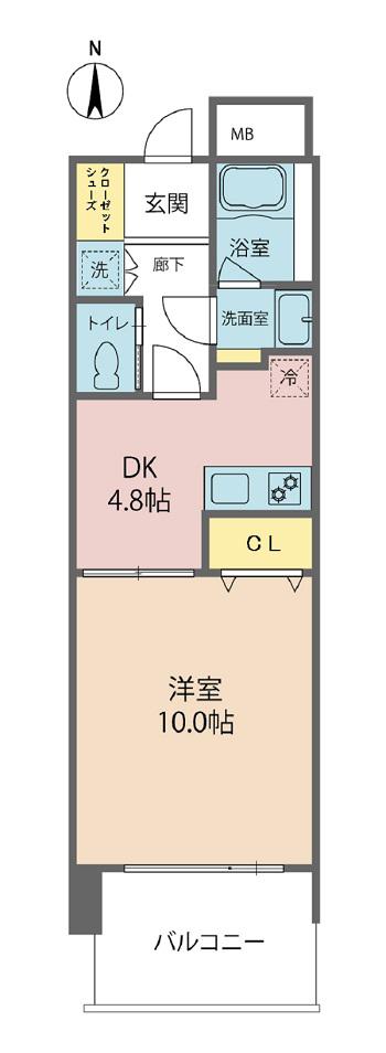 ビブレ高木(1DK/5階)の間取り写真