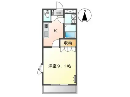 ファンタジーKII(1K/1階)の間取り写真