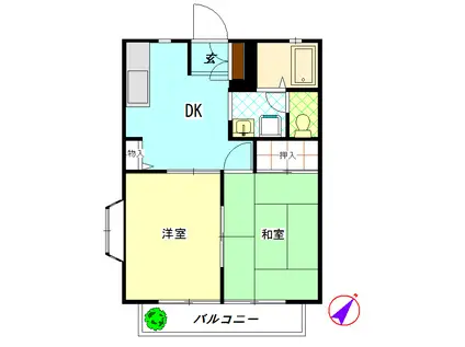 カーサヴェルデ(2DK/2階)の間取り写真