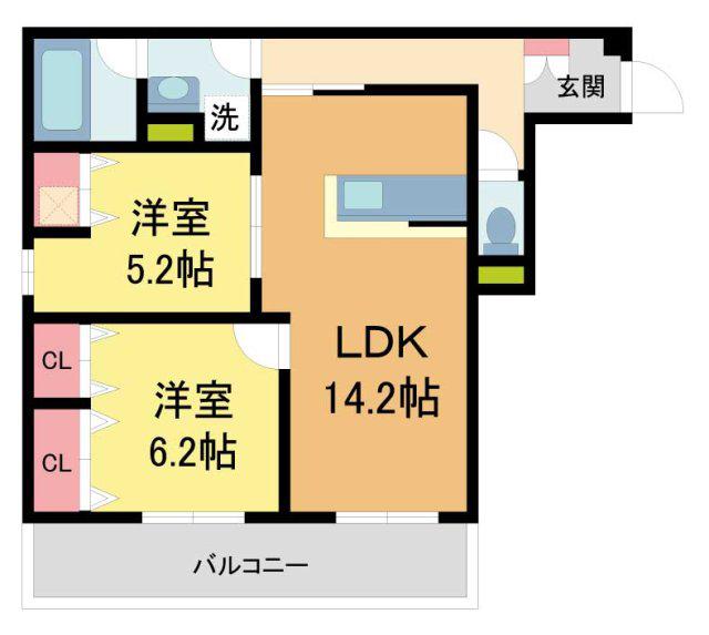 D-RESIDENCE荘園B(2LDK/1階)の間取り写真