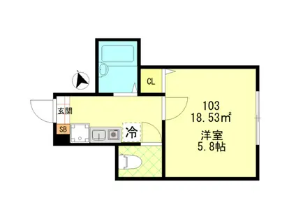 府中の森トゥインクル(1K/1階)の間取り写真