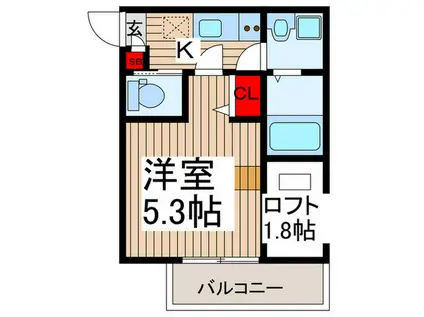 KEIAI RESIDENCE 中浦和(1K/1階)の間取り写真