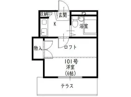 ハイツマルシェII(1K/1階)の間取り写真
