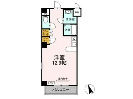 フェリオ甲府上石田(ワンルーム/6階)の間取り写真