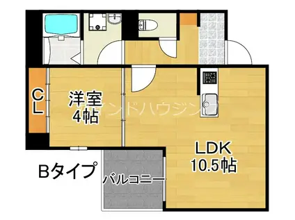 SFIDA帝塚山(1LDK/1階)の間取り写真