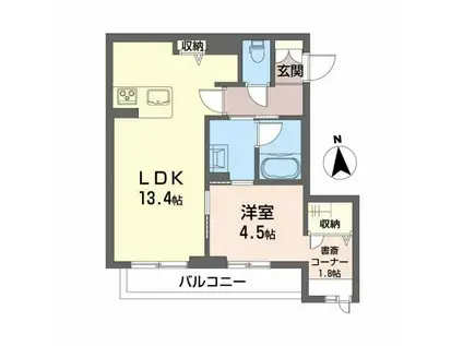 アルフラット緑町 (1LDK/2階)の間取り写真