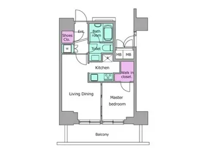レジディアタワー目黒不動前 7階(1LDK/7階)の間取り写真
