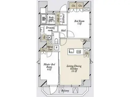 ミリアレジデンス浅草橋III 旧LIVECASA浅草橋(2LDK/10階)の間取り写真