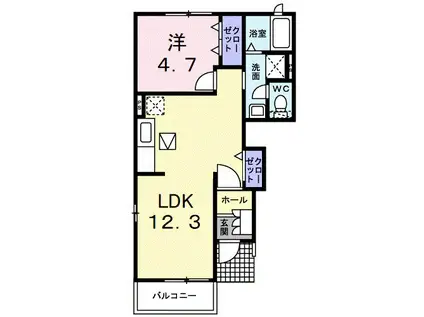 グレスコートII(1LDK/1階)の間取り写真