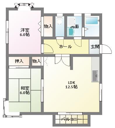 フラットサード(2LDK/2階)の間取り写真