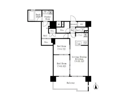 ゴテン武蔵小杉(2LDK/1階)の間取り写真