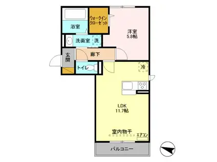 ヴェルデ大島田(1LDK/3階)の間取り写真