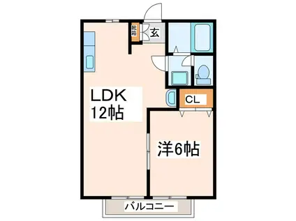 シェランジュ(1LDK/1階)の間取り写真