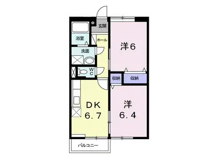 ルミエール小島A(2DK/2階)の間取り写真