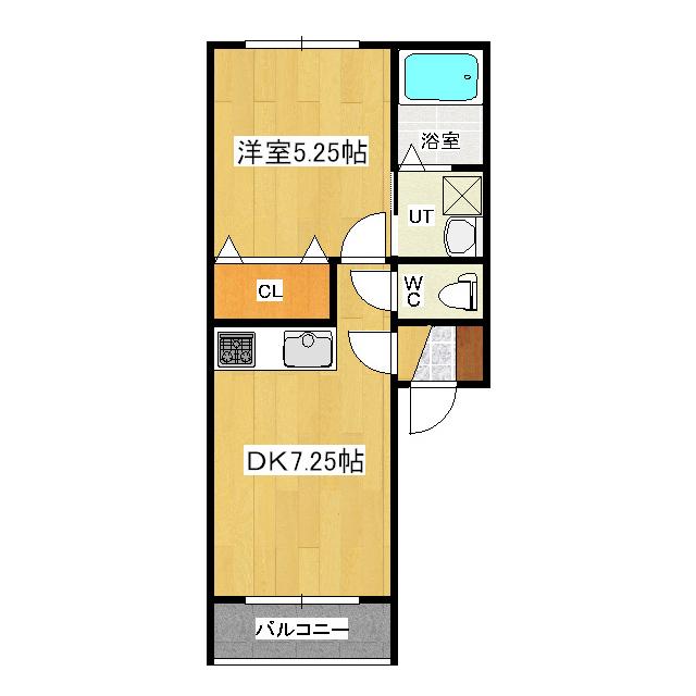 サンクレスト東三輪(1DK/2階)の間取り写真