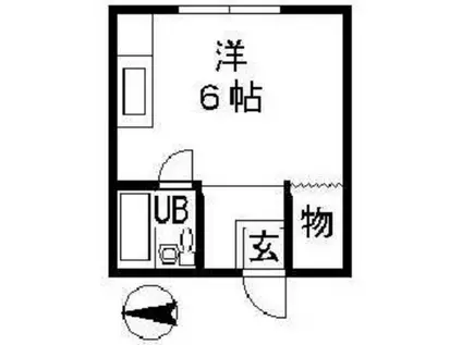 グリーンパレス(ワンルーム/1階)の間取り写真